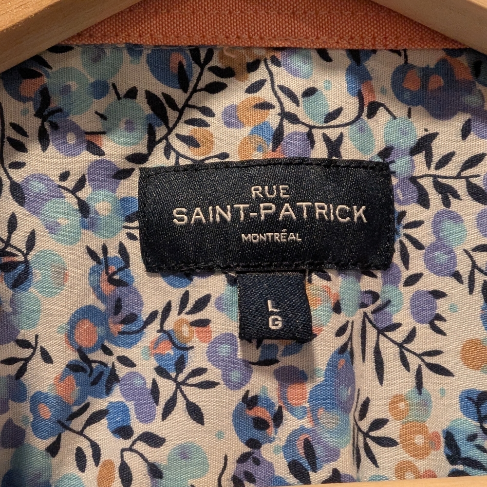 Rue Saint-Patrick Large Men's Light Blue Short Sleeve Shirt - Picture 2 of 2